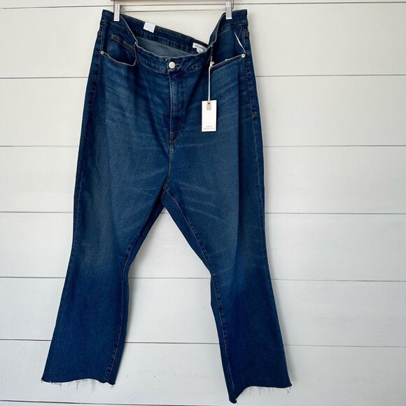 Good American Indigo288 Good Legs Straight Raw Hem Jeans Plus Size Size 26 NWT - Picture 1 of 9